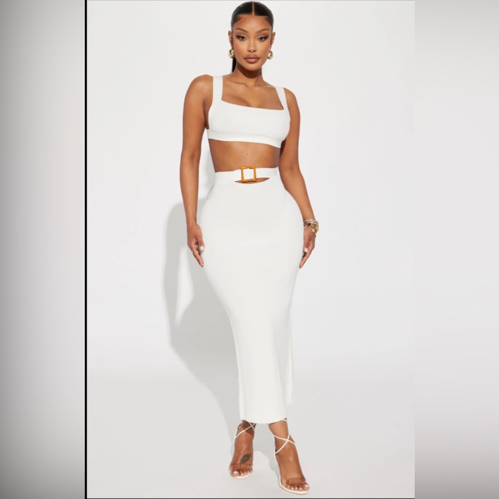 Leaving Now Skirt Set - White